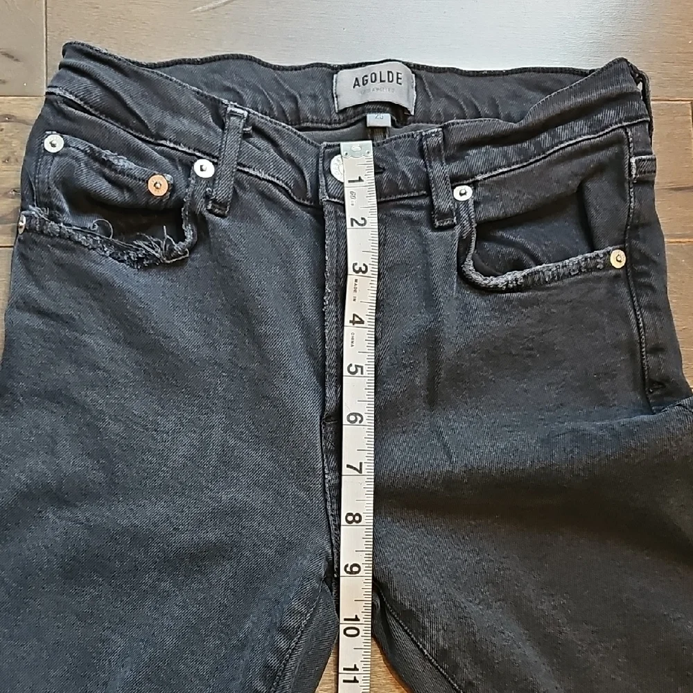 Agolde Distressed Chewed Hemline Toni Jeans, Mid-Rise, Black, Size 25